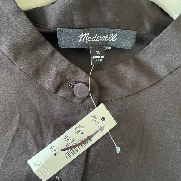 Madewell Puff Sleeve Button Front Shirt Brown Cotton Poplin Womens Medium - Picture 5 of 10
